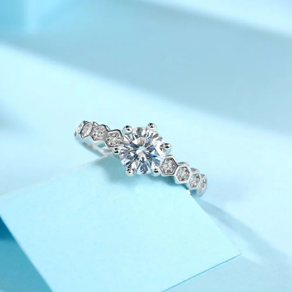 Certified 3ct. t.w. Diamond Moissanite Honeycomb Band Engagement Ring NEW